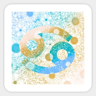 Cancer Zodiac Astrology Floral Star Sign Sticker